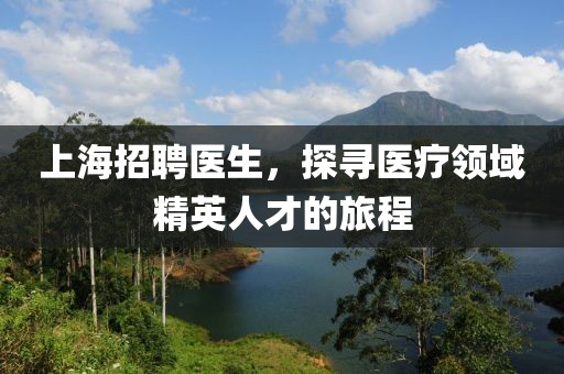 上海招聘医生，探寻医疗领域精英人才的旅程