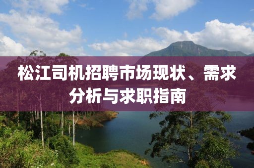 松江司机招聘市场现状、需求分析与求职指南